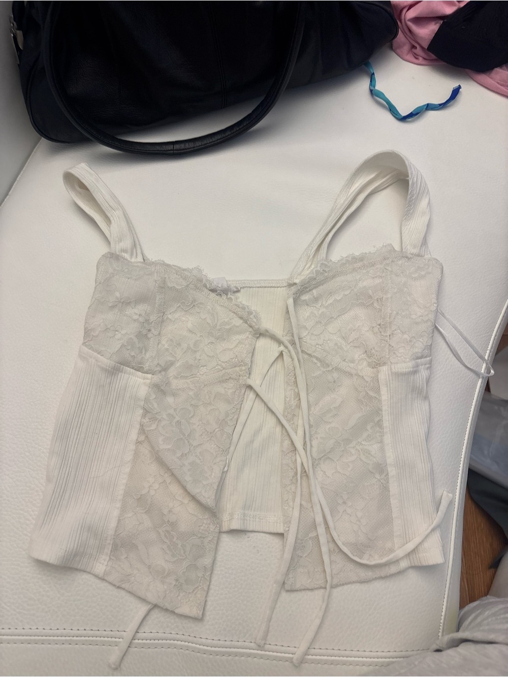 Garage White Lace Corset-Style Camisole